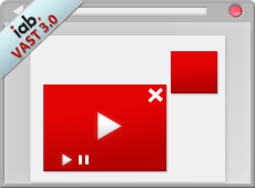 An ad format that displays a flash video in a player that can expand above the page content.